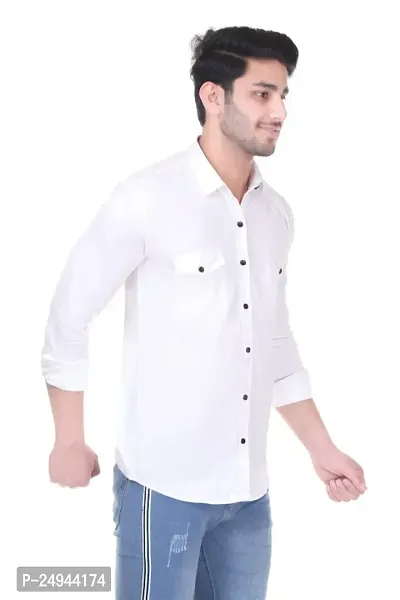 VESLOO WILLOW Men Solid Slim Fit Cotton Casual Shirt with Spread Collar  Full Sleeves-thumb4