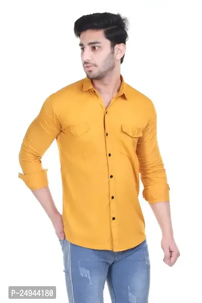 VESLOO WILLOW Men Solid Slim Fit Cotton Casual Shirt with Spread Collar  Full Sleeves-thumb4