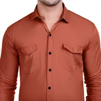 VESLOO WILLOW Men Solid Slim Fit Cotton Casual Shirt with Spread Collar  Full Sleeves-thumb2