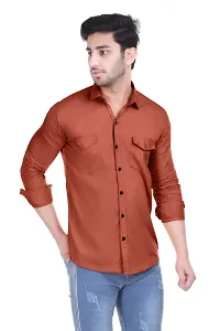 VESLOO WILLOW Men Solid Slim Fit Cotton Casual Shirt with Spread Collar  Full Sleeves-thumb4