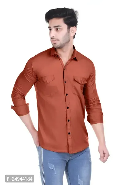 VESLOO WILLOW Men Solid Slim Fit Cotton Casual Shirt with Spread Collar  Full Sleeves-thumb5