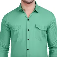 VESLOO WILLOW Men Solid Slim Fit Cotton Casual Shirt with Spread Collar  Full Sleeves-thumb4