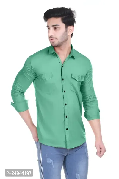 VESLOO WILLOW Men Solid Slim Fit Cotton Casual Shirt with Spread Collar  Full Sleeves-thumb2