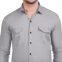 VESLOO WILLOW Men Solid Slim Fit Cotton Casual Shirt with Spread Collar  Full Sleeves-thumb4