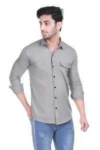 VESLOO WILLOW Men Solid Slim Fit Cotton Casual Shirt with Spread Collar  Full Sleeves-thumb1