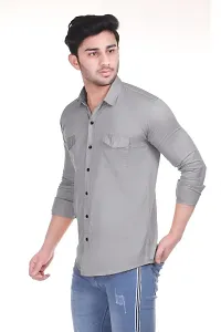 VESLOO WILLOW Men Solid Slim Fit Cotton Casual Shirt with Spread Collar  Full Sleeves-thumb2