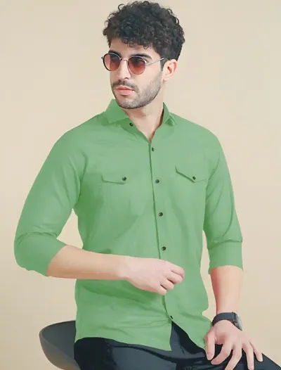 Mens Casual Wear Regular Fit Full Sleeves Solid Shirt for Men