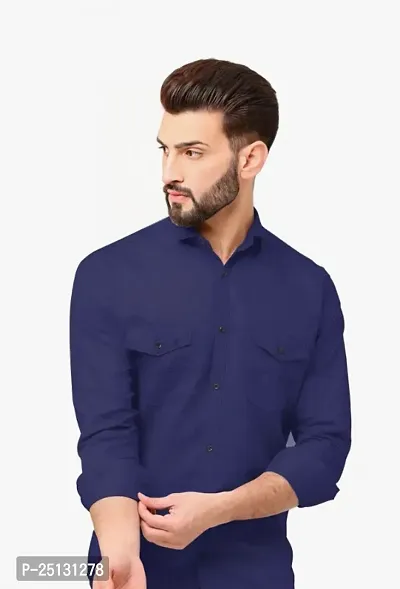 Mens Cotton Casual Wear Regular Fit Full Sleeves Solid Shirt for Men