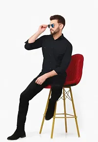 Mens Cotton Casual Wear Regular Fit Full Sleeves Solid Shirt for Men-thumb2