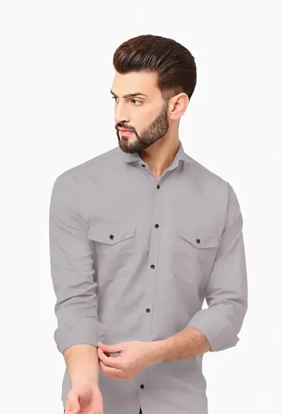 Mens Casual Wear Regular Fit Full Sleeves Solid Shirt for Men