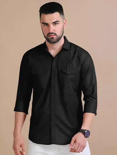 Mens Slim Fit Stylish Full Sleeve Double Pocket Casual Shirts