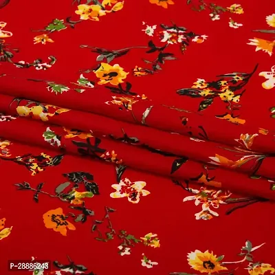 Women Ethnic Wear (2.5 Metres) Unstitched Poly Crepe Floral Printed Soft and Light Weight Fabric Material for Garments, Gowns, Night Suits and Dresses-thumb2