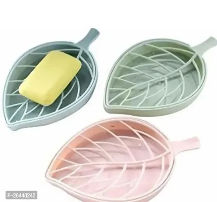 Super Leaf Shape Soap Dish Storage Tray Holder Case-Pack Of 3-thumb0