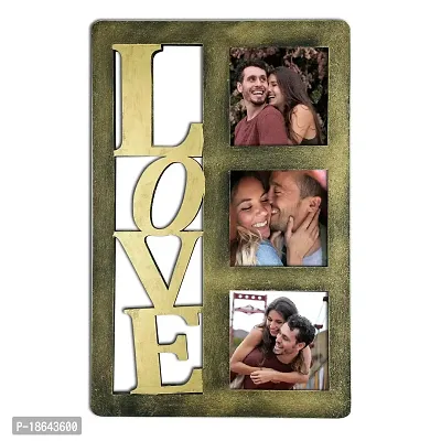 EXPLEASIA Valentine Special Wooden Photo frame| photo frame for wall decor| Valentine gifts | Birthday Gifts| Gifts Items (Golden)