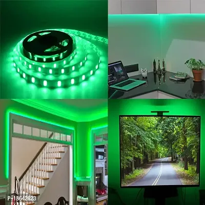 Expleasia LEDs 5 m Strip Lights (Pack of 1) | Indoor  Outdoor Decorative |120 LED/Mtr with Adaptor (Green)-thumb2