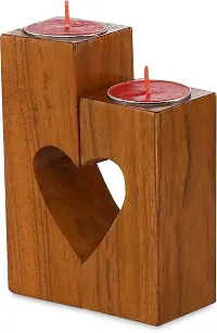 Expleasia Valentine Special Wood Tea Light Holder Message Pill Card with 2 Candle | Valentine Items | Gift Items-thumb1