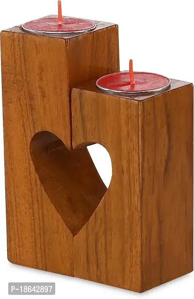 Expleasia Valentine Special Wood Tea Light Holder Message Pill Card with 2 Candle | Valentine Items | Gift Items-thumb2