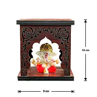 Expleasia, Exuberant  Luxury Decor Ganesha Idol With Wooden Temple For Home Mandir, Temple, Car Dashboard Temple, Gift Items (Ganesha Temple 2)-thumb2