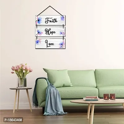 EXPLEASIA Wall Hanging Wooden Art Decoration Item for Home | Office | Living Room | Bedroom | Decoration Items | Motivational quotes decor| Gift Items(Faith Hope Love) (Multi)-thumb2