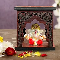 Expleasia, Exuberant  Luxury Decor Ganesha Idol With Wooden Temple For Home Mandir, Temple, Car Dashboard Temple, Gift Items (Ganesha Temple 2)-thumb3