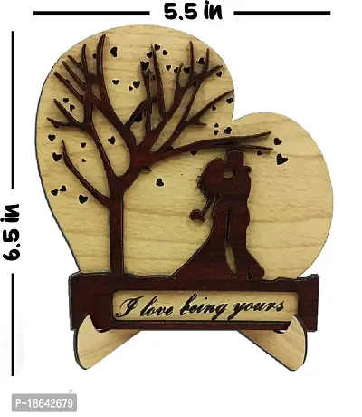 Expleasia Couple Under Heart Tree Wooden Engraved showpiece for Couple, Boyfriend, Girlfriend, Wife, Husband |Special Occasion, Anniversary, Valentine and Birthday (Heart Tree Couple Kiss)-thumb2