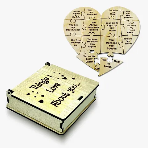 Expleasia Wooden Love Puzzle Box | Gift Items | Puzzle Box| Wooden Puzzle Box| Gifts| Valentine Gifts Birthday Gifts| (10x3x10) cm (Love Puzzle Box)
