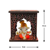 Expleasia Pagdi Ganesha Idol with Wooden Temple for Home mandir| Temple| car Dashboard| Gift Items | Festival Item| showpiece| Temple Decor| Office| Housewarming Gifts| Idol showpiece-thumb3