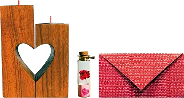 Expleasia Valentine Special Wood Tea Light Holder Message Pill Card with 2 Candle | Valentine Items | Gift Items-thumb3