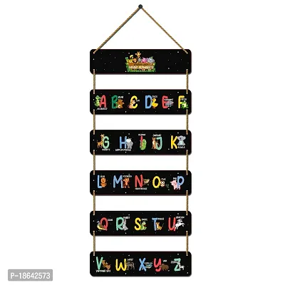 EXPLEASIA Decorative Wall Hanging Wooden Alphabet Art Decoration Item for Home | School| Kids Room| Tuitions| Gift Items| Alphabet wall art (ABCD-Safari)