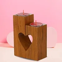 Expleasia Valentine Special Wood Tea Light Holder Message Pill Card with 2 Candle | Valentine Items | Gift Items-thumb2