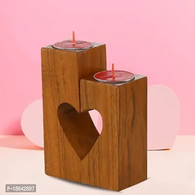 Expleasia Valentine Special Wood Tea Light Holder Message Pill Card with 2 Candle | Valentine Items | Gift Items-thumb3