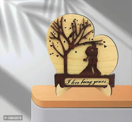 Expleasia Couple Under Heart Tree Wooden Engraved showpiece for Couple, Boyfriend, Girlfriend, Wife, Husband |Special Occasion, Anniversary, Valentine and Birthday (Heart Tree Couple Kiss)