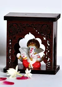 Expleasia Ganesha Idol with Wooden Temple for Home mandir| Temple| car Dashboard| Gift Items | Festival Item| showpiece| Temple d?cor| Office| ganpati Temple| (Temple 2)-thumb3