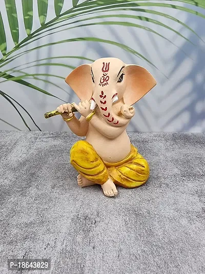 Expleasia Musical Ganesh Idols Decorative Showpiece - 14 cm (Polyresin, Multicolor) (Musical Ganesha showpiece Idol2)-thumb2