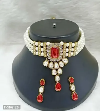 Stylish Red Alloy Agate Jewellery Set For Women-thumb0