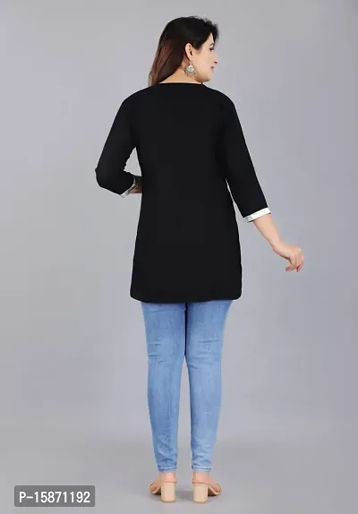 Women Viscose Rayon Straight Top Black-thumb4