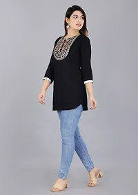 Women Viscose Rayon Straight Top Black-thumb2