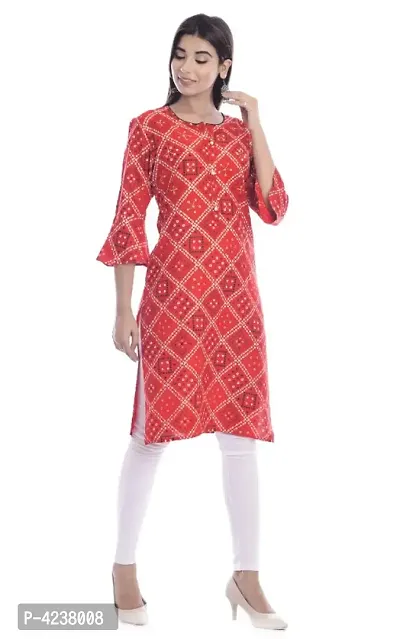 Women Printed Rayon Straight Kurta-thumb0