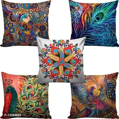 b7 CREATIONS Designer Cushion Cover (Jute Fabric) ,Size : 16 x 16 Inch - Set of 5 Pcs-thumb4