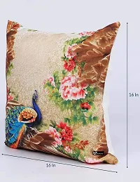 b7 CREATIONS | Indian Traditional Peacock Digital Printed Design in Jute Fabric Throw/Pillow Covers, Cushion Covers for Living Room, Bed Room  Sofa 16 inch times; 16 inch or 40x40 cm Set of 5 | B7_CU_2081_16-thumb2