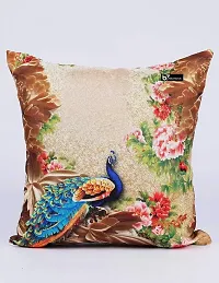 b7 CREATIONS | Indian Traditional Peacock Digital Printed Design in Jute Fabric Throw/Pillow Covers, Cushion Covers for Living Room, Bed Room  Sofa 16 inch times; 16 inch or 40x40 cm Set of 5 | B7_CU_2081_16-thumb4