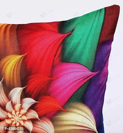 b7 CREATIONS Floral Digital Printed Poly Canvas Cushion Cover (Red) - Set of 5-thumb5