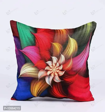 b7 CREATIONS Floral Digital Printed Poly Canvas Cushion Cover (Red) - Set of 5-thumb3