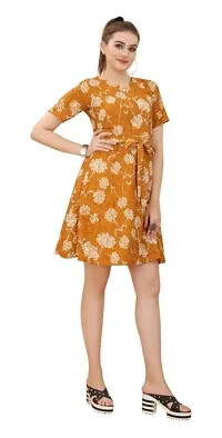 Trendy Modern Fancy Gorgeous Women Kurti Freedom Fashion Women's Printed Crepe Lightweight Short Sleeve Mini Casual Wear Western Dress-thumb2