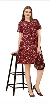 FREEDOM FASHION Trendy Modern Fancy Gorgeous Women Kurti Printed Crepe Lightweight Short Sleeve Mini Casual Wear Western Dress-thumb2