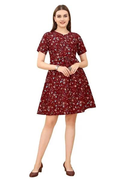 Trendy Modern Fancy Gorgeous Women Kurti Freedom Fashion Women's Crepe Lightweight Short Sleeve Mini Casual Wear Western Dress