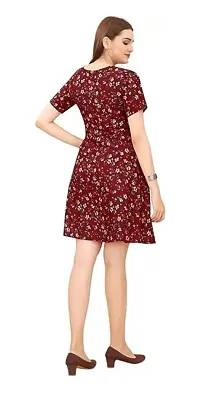 FREEDOM FASHION Trendy Modern Fancy Gorgeous Women Kurti Printed Crepe Lightweight Short Sleeve Mini Casual Wear Western Dress-thumb1