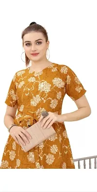 Trendy Modern Fancy Gorgeous Women Kurti Freedom Fashion Women's Printed Crepe Lightweight Short Sleeve Mini Casual Wear Western Dress-thumb3