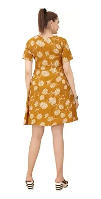 Trendy Modern Fancy Gorgeous Women Kurti Freedom Fashion Women's Printed Crepe Lightweight Short Sleeve Mini Casual Wear Western Dress-thumb1