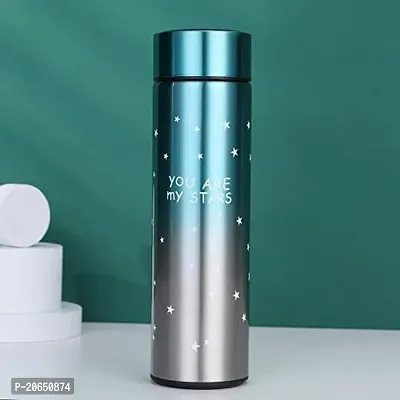 Stainless Steel Star Printed Insulated Water Bottle with Smart Temperature Display for Kids and Adults.GREEN